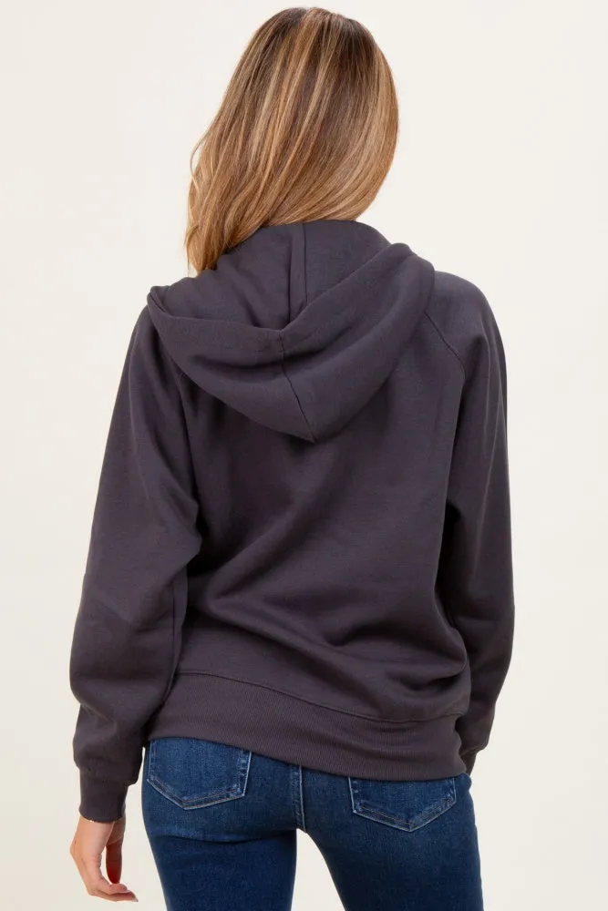 Charcoal Front Zipper Hooded Maternity Sweater sold by Pinkblush product image thumbnail 4