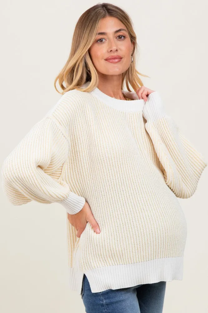 Yellow Ribbed Balloon Sleeve Maternity Sweater sold by Pinkblush product image thumbnail 3
