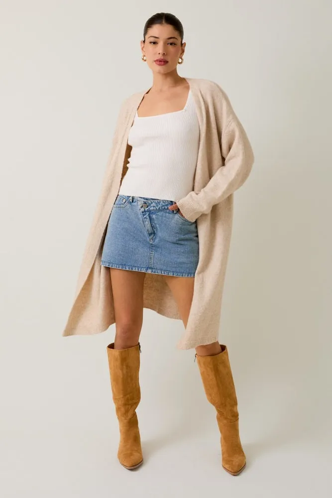 Cream Brushed Knit Open Long Cardigan sold by Pinkblush product image thumbnail 4
