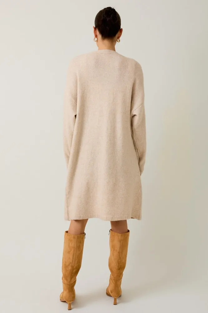 Cream Brushed Knit Open Long Cardigan sold by Pinkblush product image thumbnail 3