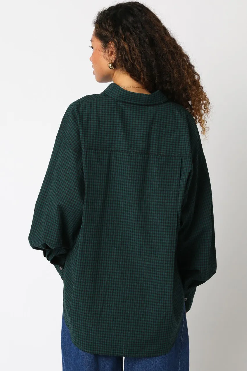 Forest Green Plaid Linen Blend Button Down Shirt sold by Pinkblush product image thumbnail 3