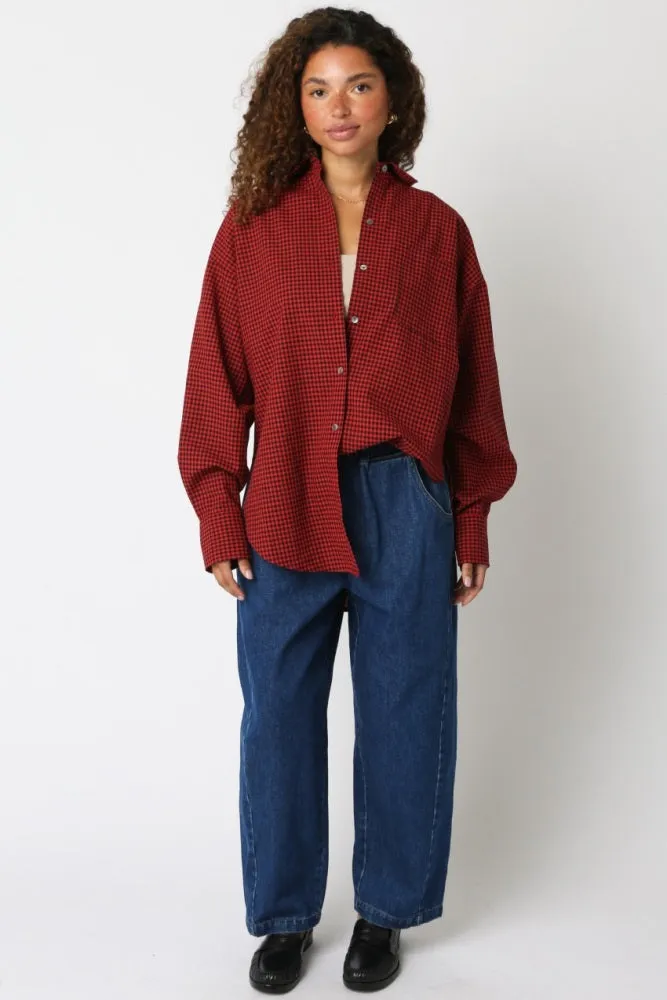 Red Plaid Linen Blend Button Down Shirt sold by Pinkblush product image thumbnail 4