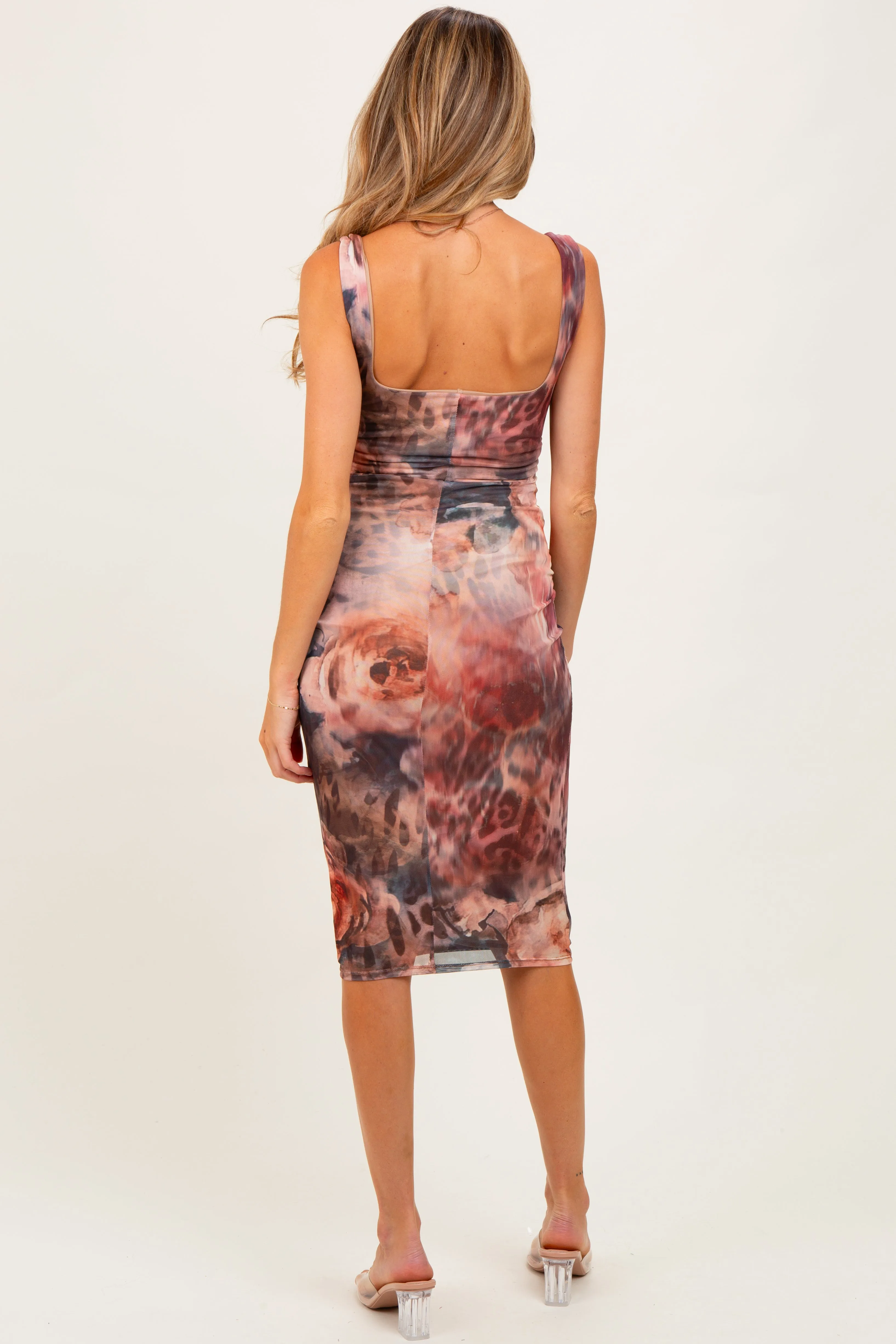 Light Pink Floral Animal Print Cutout Maternity Midi Dress sold by Pinkblush product image thumbnail 2