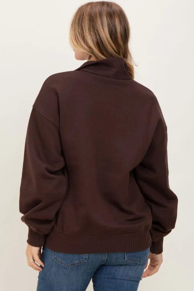 Brown French Terry Quarter Zip Pullover sold by Pinkblush product image thumbnail 4
