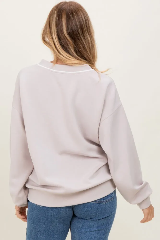 Beige V-Neck Sweatshirt sold by Pinkblush product image thumbnail 4