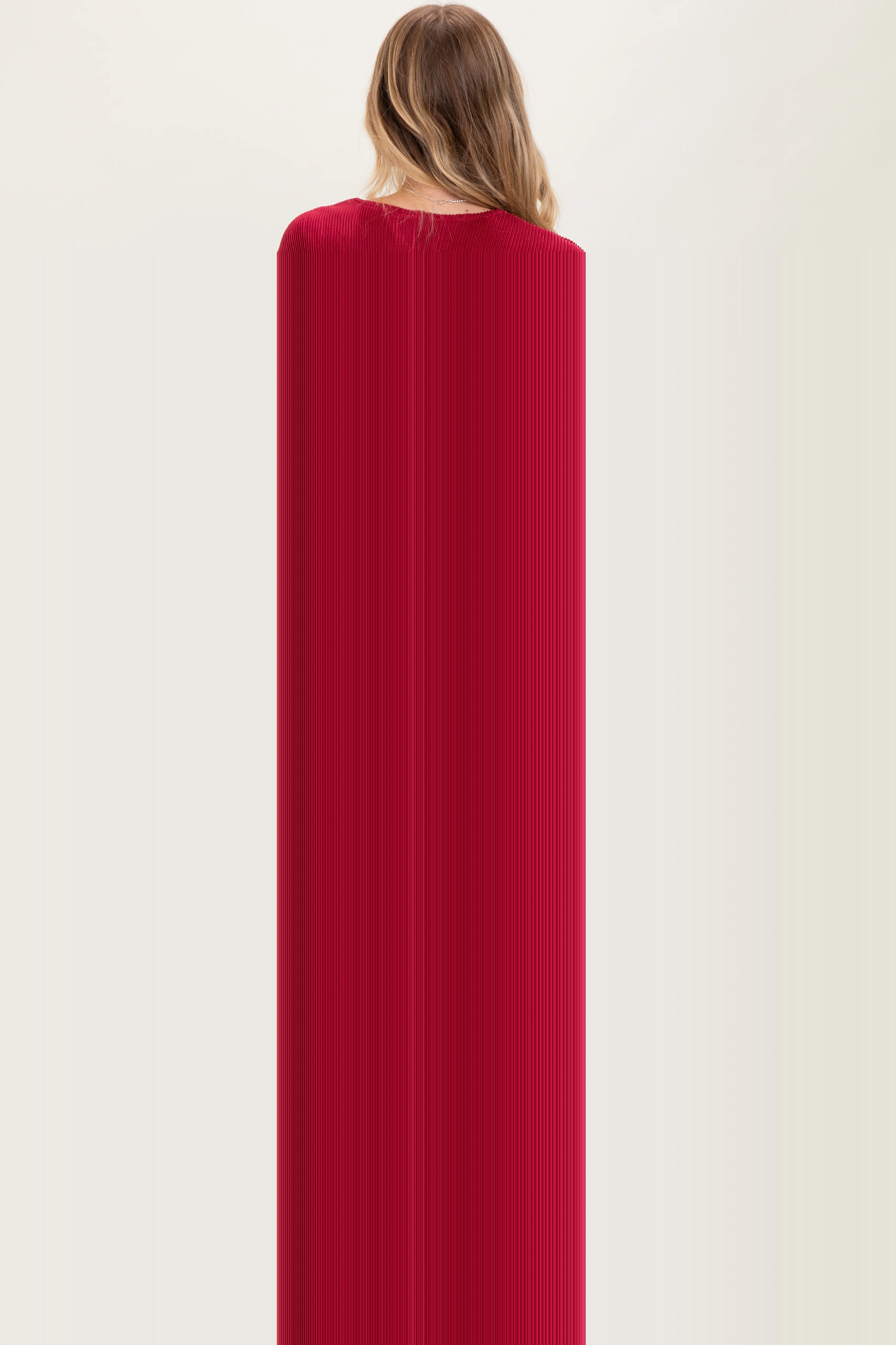 Burgundy Pleated Satin Dolman Sleeve Maxi Dress sold by Pinkblush product image thumbnail 3