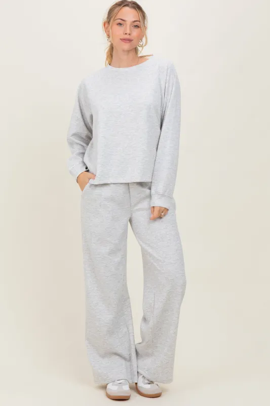 Heather Grey Crewneck Pullover Pant Set sold by Pinkblush