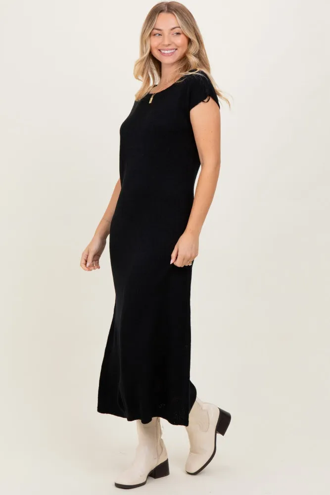 Black Short Sleeve Maxi Sweater Dress sold by Pinkblush product image thumbnail 2