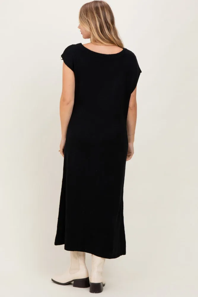 Black Short Sleeve Maxi Sweater Dress sold by Pinkblush product image thumbnail 3