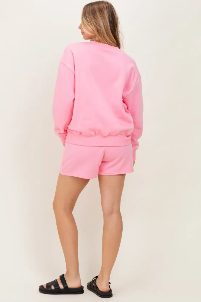 Pink Fleece Sweatshirt Shorts Set sold by Pinkblush product image thumbnail 3
