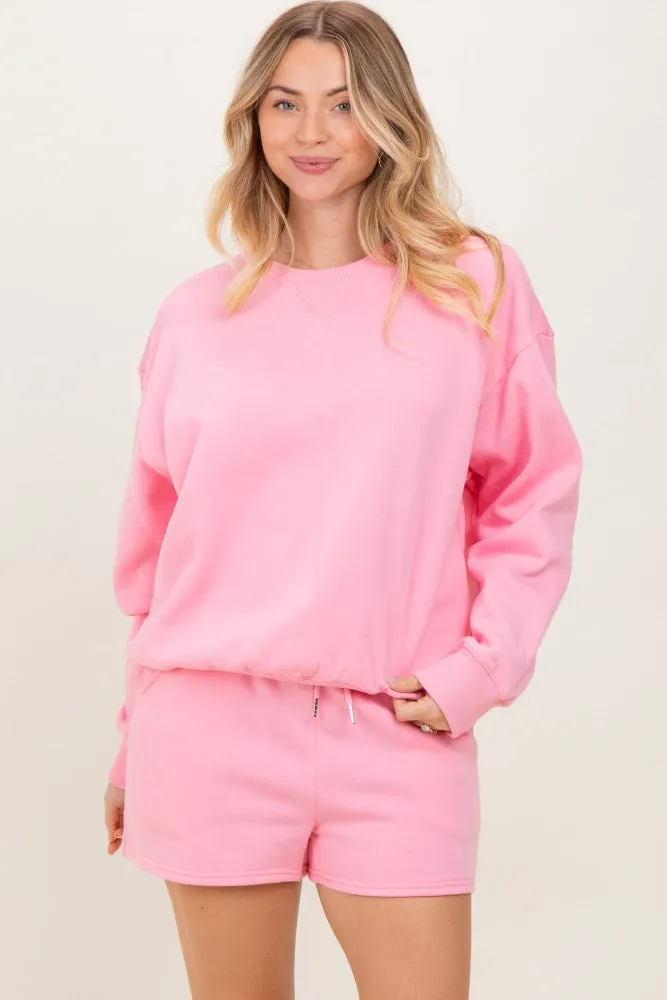 Pink Fleece Sweatshirt Shorts Set sold by Pinkblush product image thumbnail 4