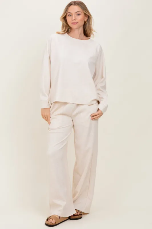 Cream Crewneck Pullover Pant Set sold by Pinkblush