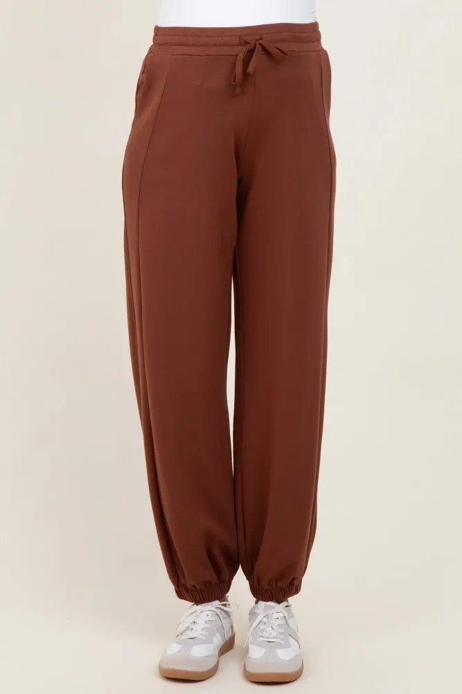 Camel Scuba Drawstring Waist Relaxed Maternity Jogger Sweatpants sold by Pinkblush product image thumbnail 2