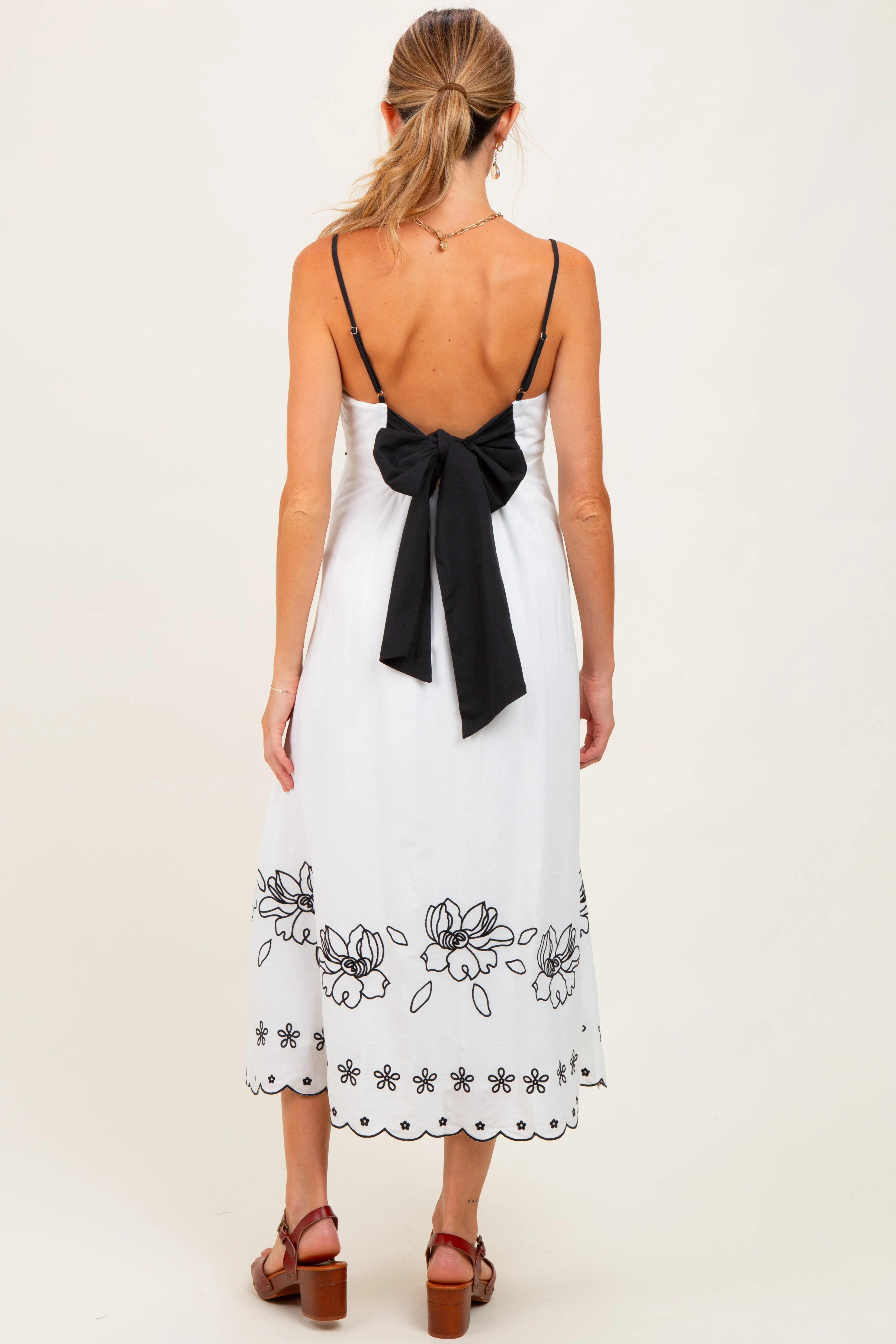Ivory/Black Floral Embroidered Maternity Maxi Dress sold by Pinkblush product image thumbnail 4