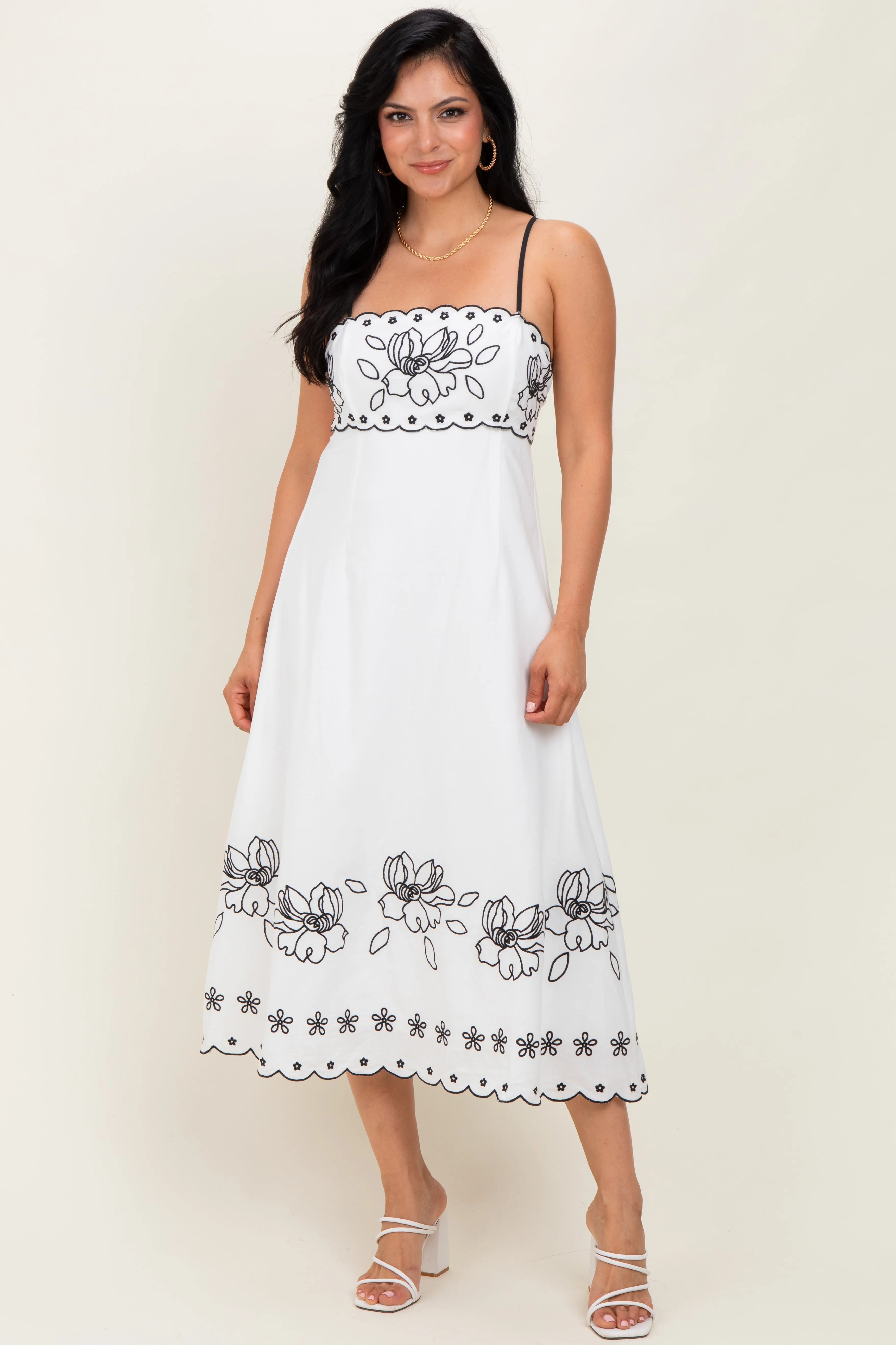 Ivory/Black Floral Embroidered Maternity Maxi Dress sold by Pinkblush product image thumbnail 5