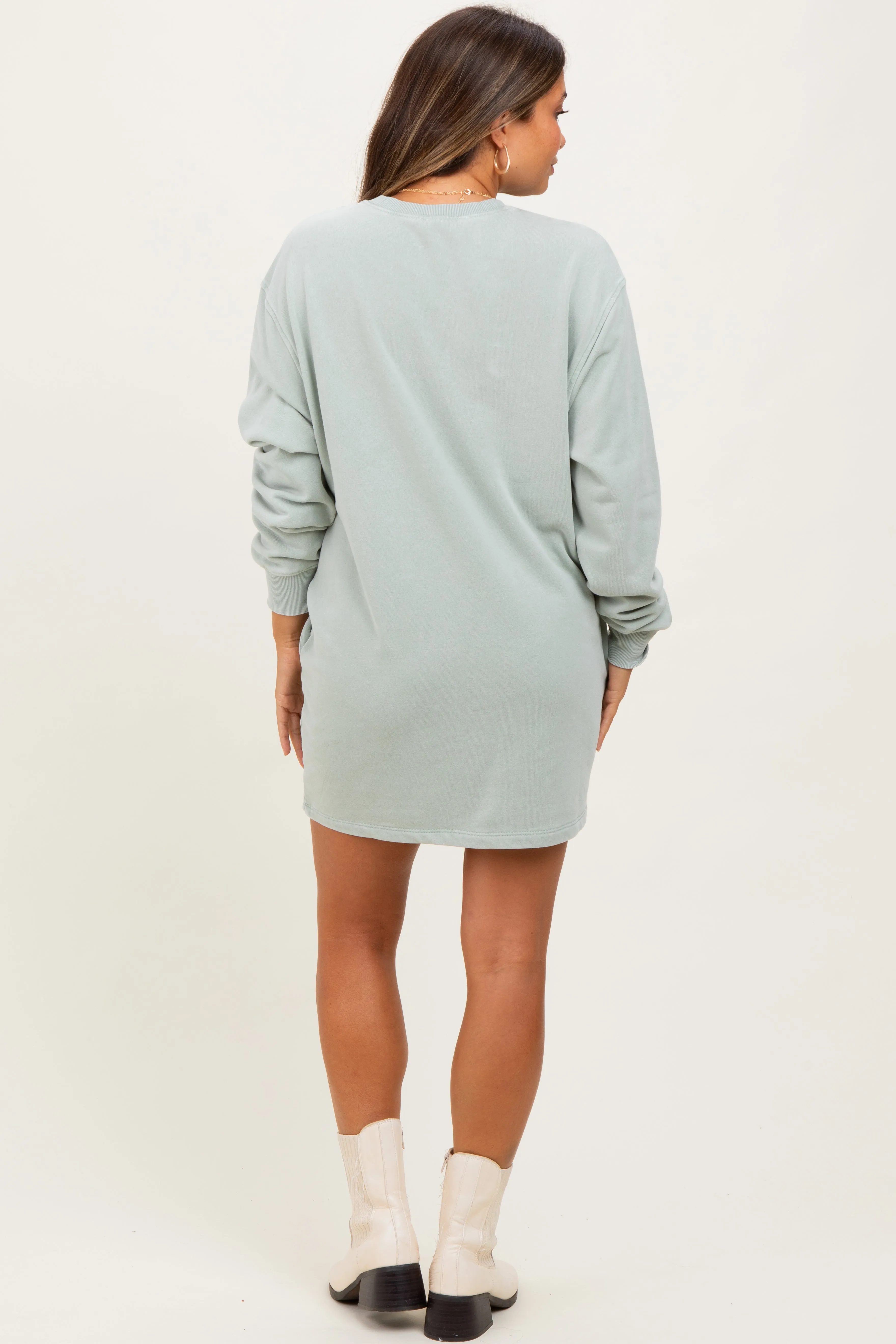 Mint Mineral Wash Oversized Maternity Sweatshirt Mini Dress sold by Pinkblush product image thumbnail 4