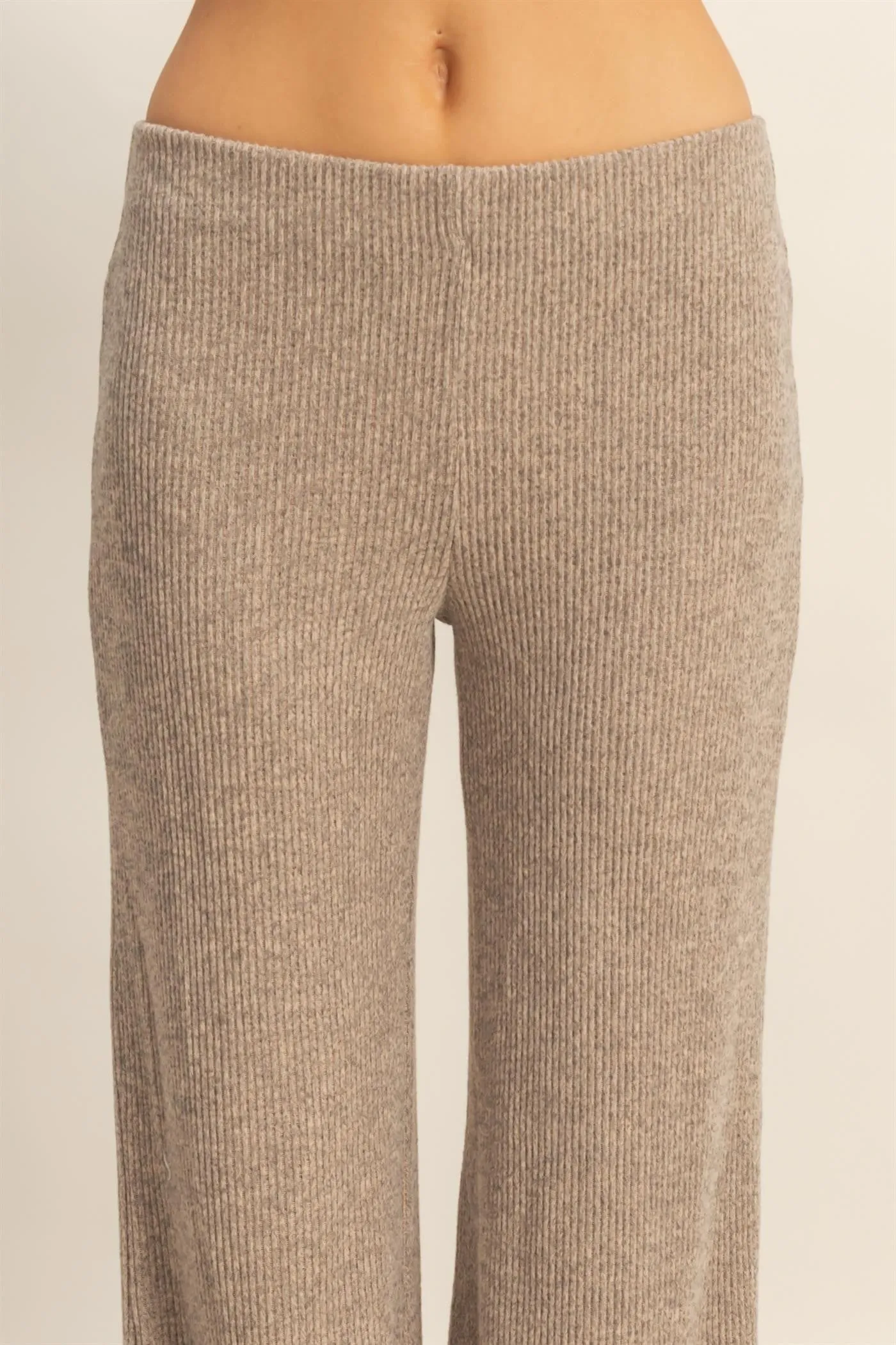 Beige Brushed Knit Flare Leg Pants sold by Pinkblush product image thumbnail 5