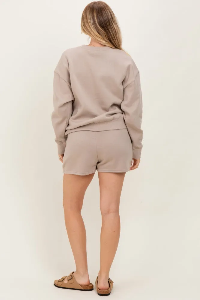 Beige Fleece Sweatshirt Shorts Set sold by Pinkblush product image thumbnail 5