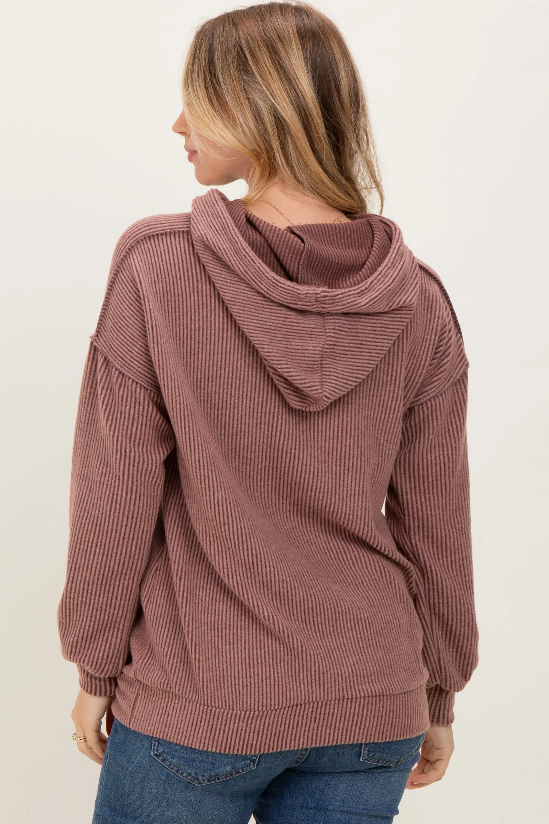 Brown Long Sleeve Brushed Urban Rib Hoodie Top sold by Pinkblush product image thumbnail 4