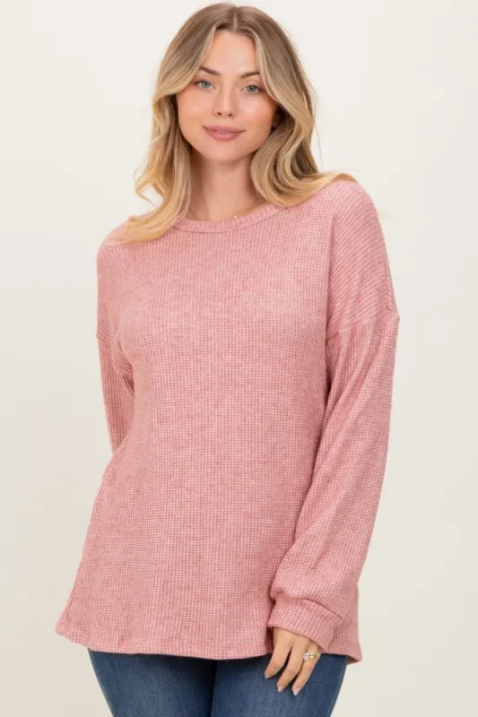 Mauve Puff Sleeve Solid Sweater Top sold by Pinkblush