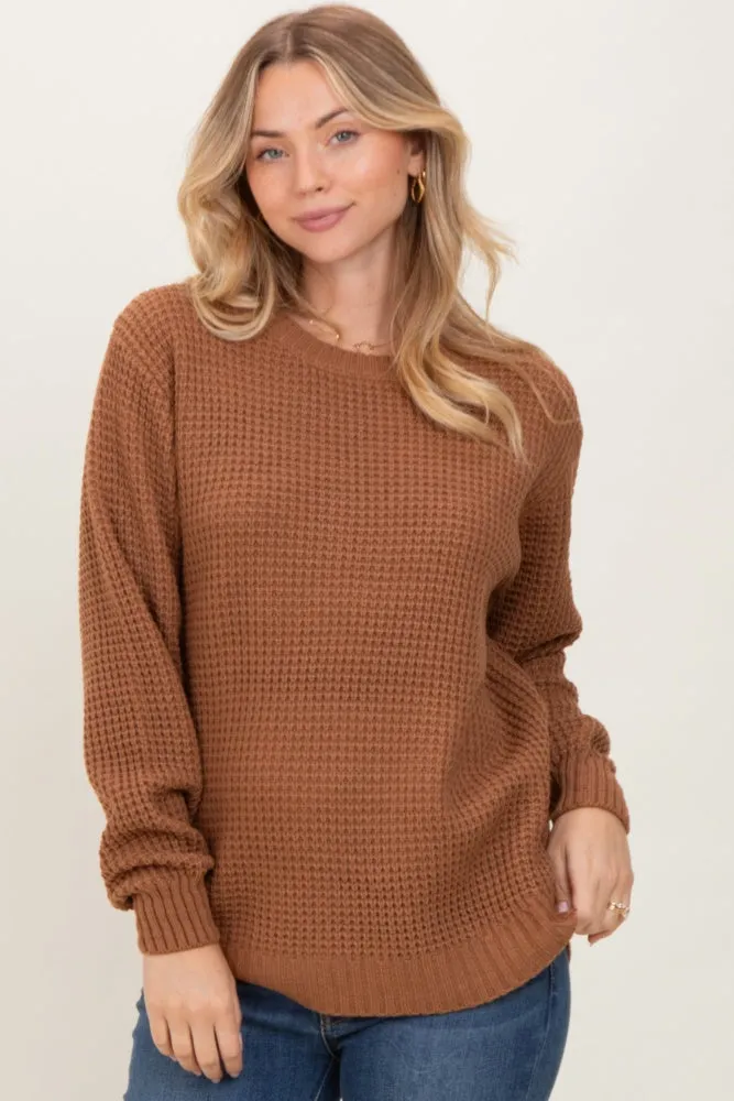 Camel Waffle Knit Rounded Hem Sweater sold by Pinkblush product image thumbnail 2