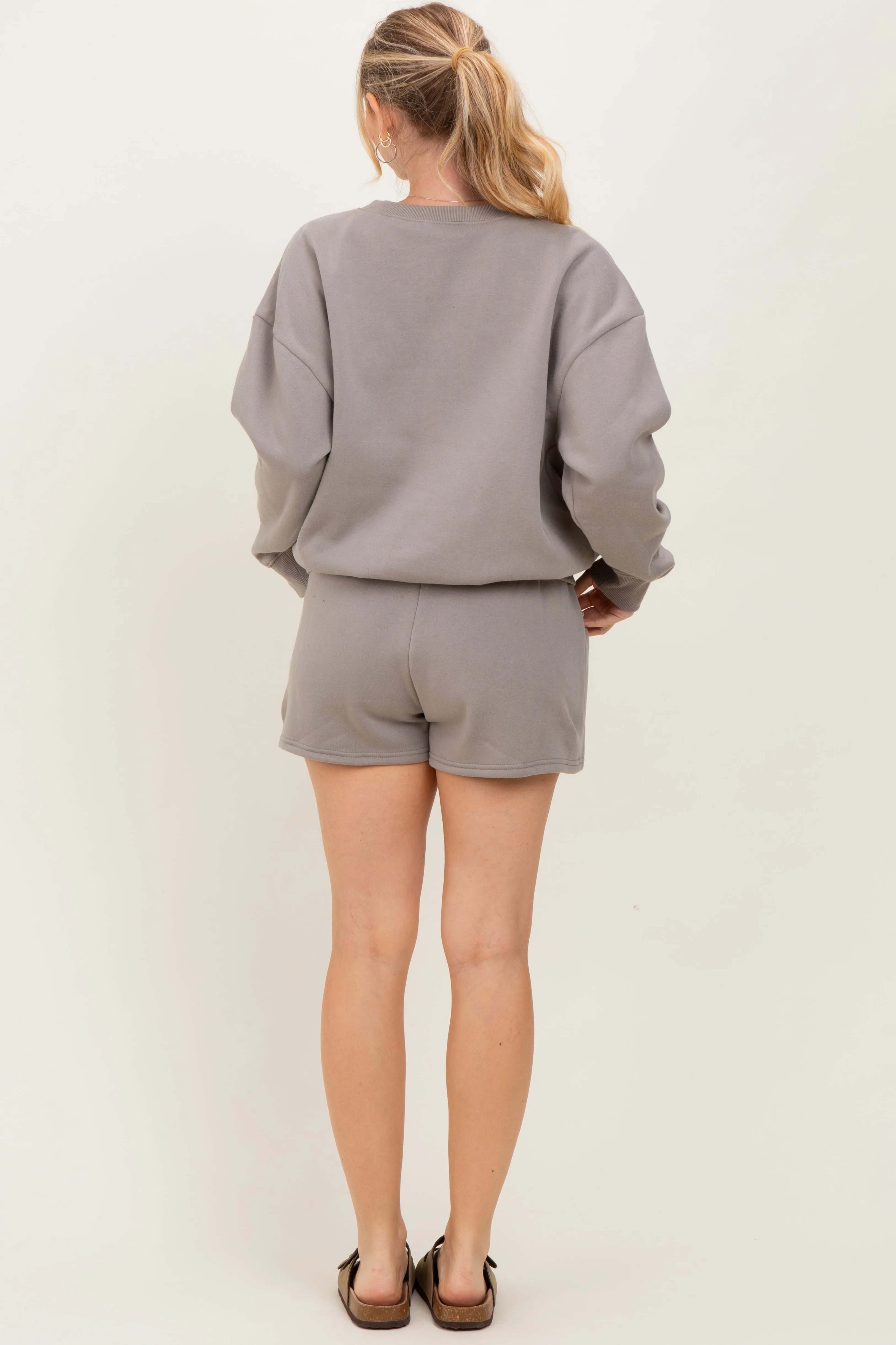 Taupe Fleece Sweatshirt Shorts Set sold by Pinkblush product image thumbnail 4