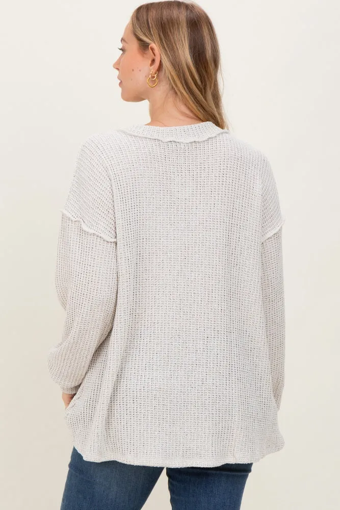 Beige Long Puff Sleeve Solid Oversized Top sold by Pinkblush product image thumbnail 4