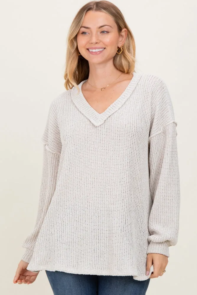 Beige Long Puff Sleeve Solid Oversized Top sold by Pinkblush