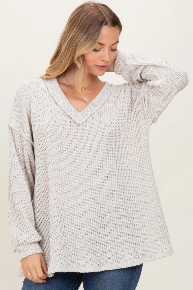 Beige Long Puff Sleeve Solid Oversized Top sold by Pinkblush product image thumbnail 2