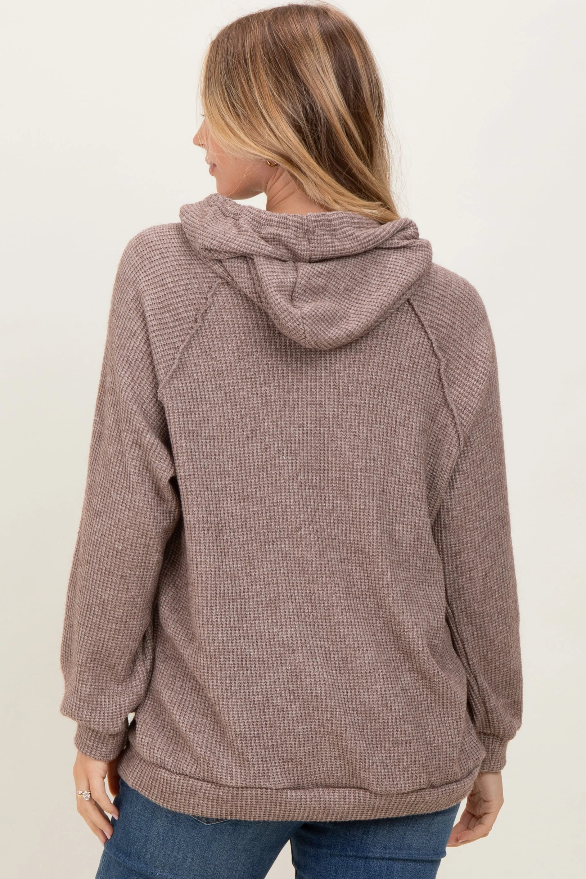 Mocha Long Sleeve Solid Hoodie Top sold by Pinkblush product image thumbnail 4