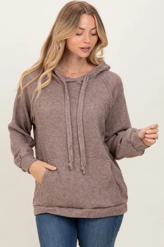 Mocha Long Sleeve Solid Hoodie Top sold by Pinkblush