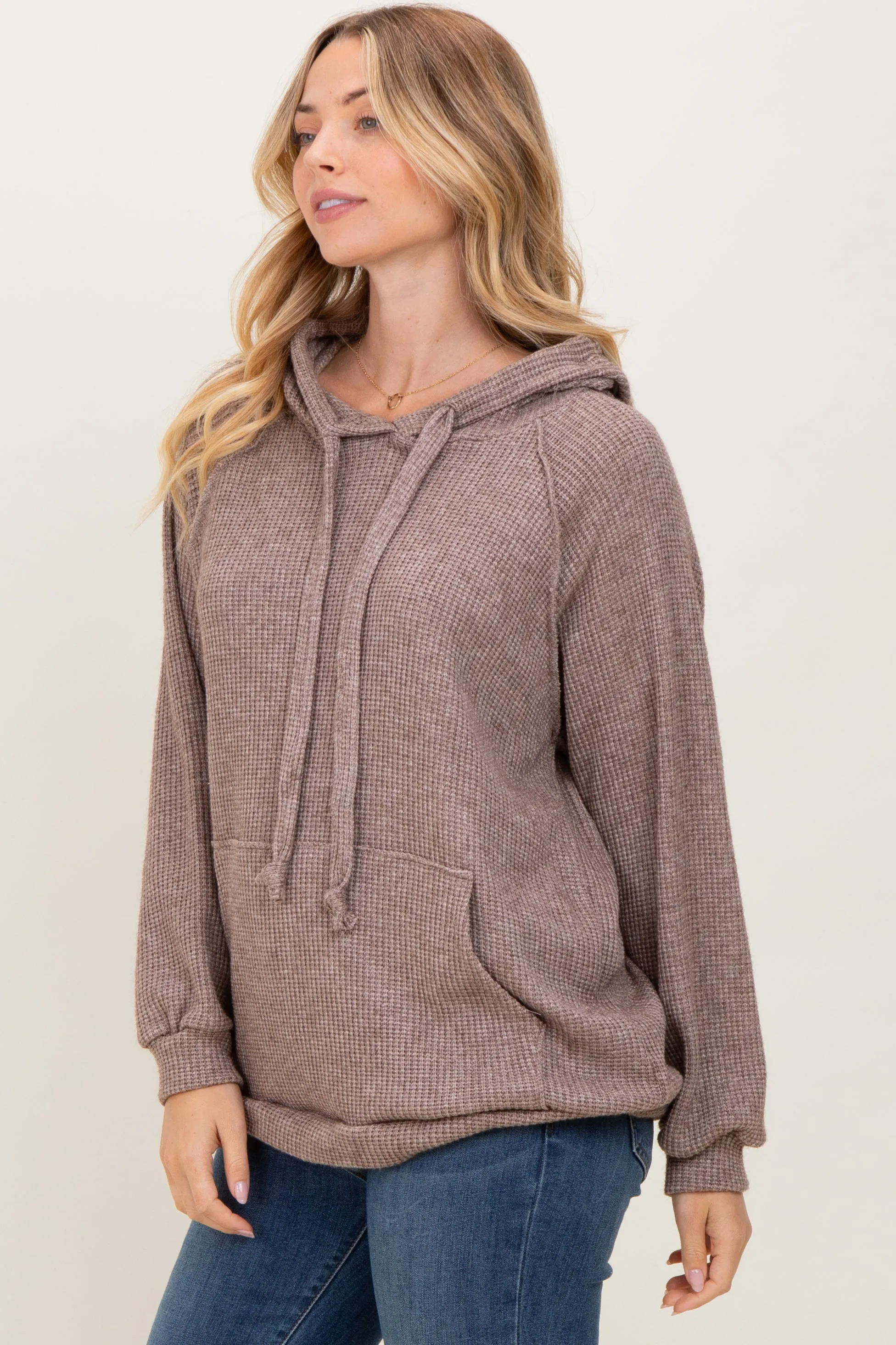 Mocha Long Sleeve Solid Hoodie Top sold by Pinkblush product image thumbnail 3