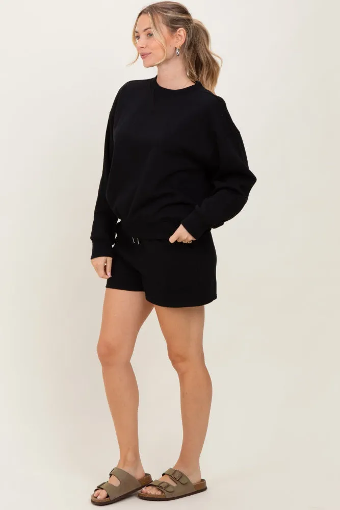Black Fleece Sweatshirt Shorts Set sold by Pinkblush product image thumbnail 3