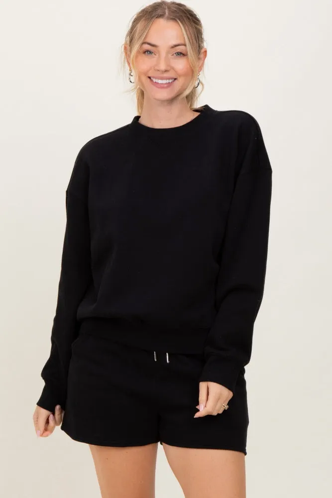 Black Fleece Sweatshirt Shorts Set sold by Pinkblush