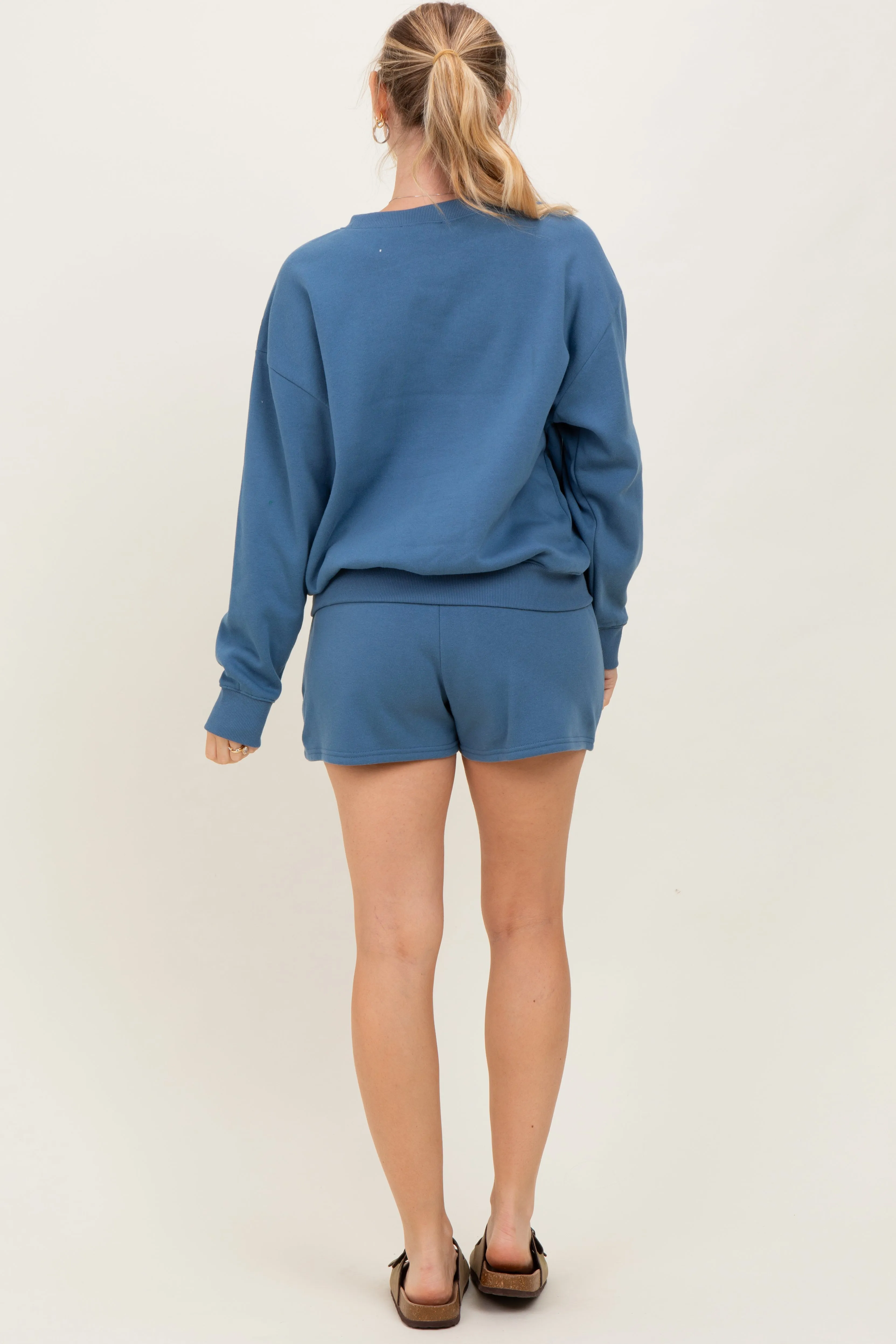 Blue Fleece Sweatshirt Shorts Set sold by Pinkblush product image thumbnail 4