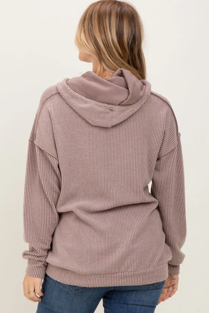 Mocha Long Sleeve Brushed Urban Rib Hoodie Top sold by Pinkblush product image thumbnail 4