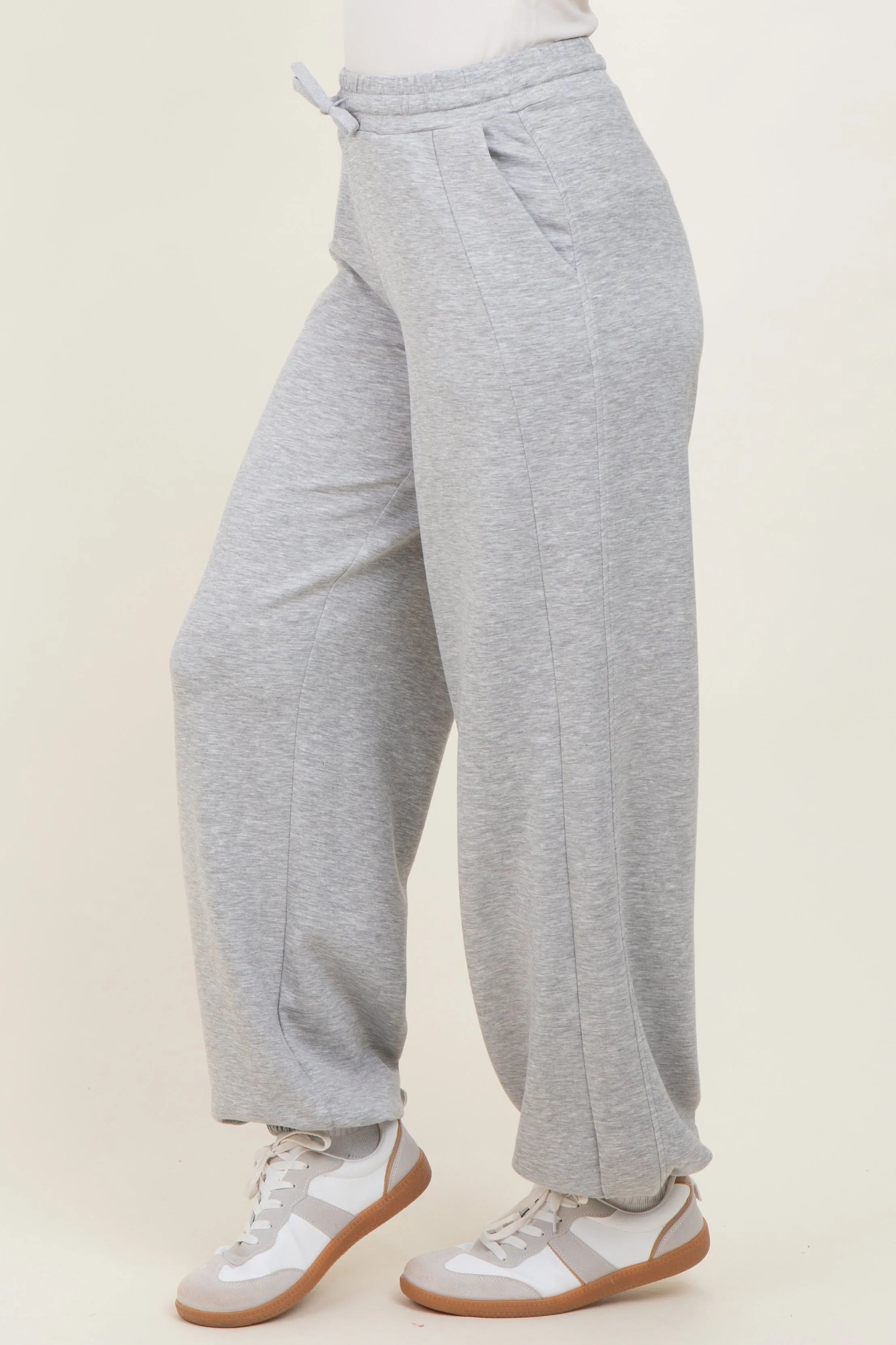 Heather Grey Scuba Drawstring Waist Relaxed Jogger Sweatpants sold by Pinkblush product image thumbnail 4