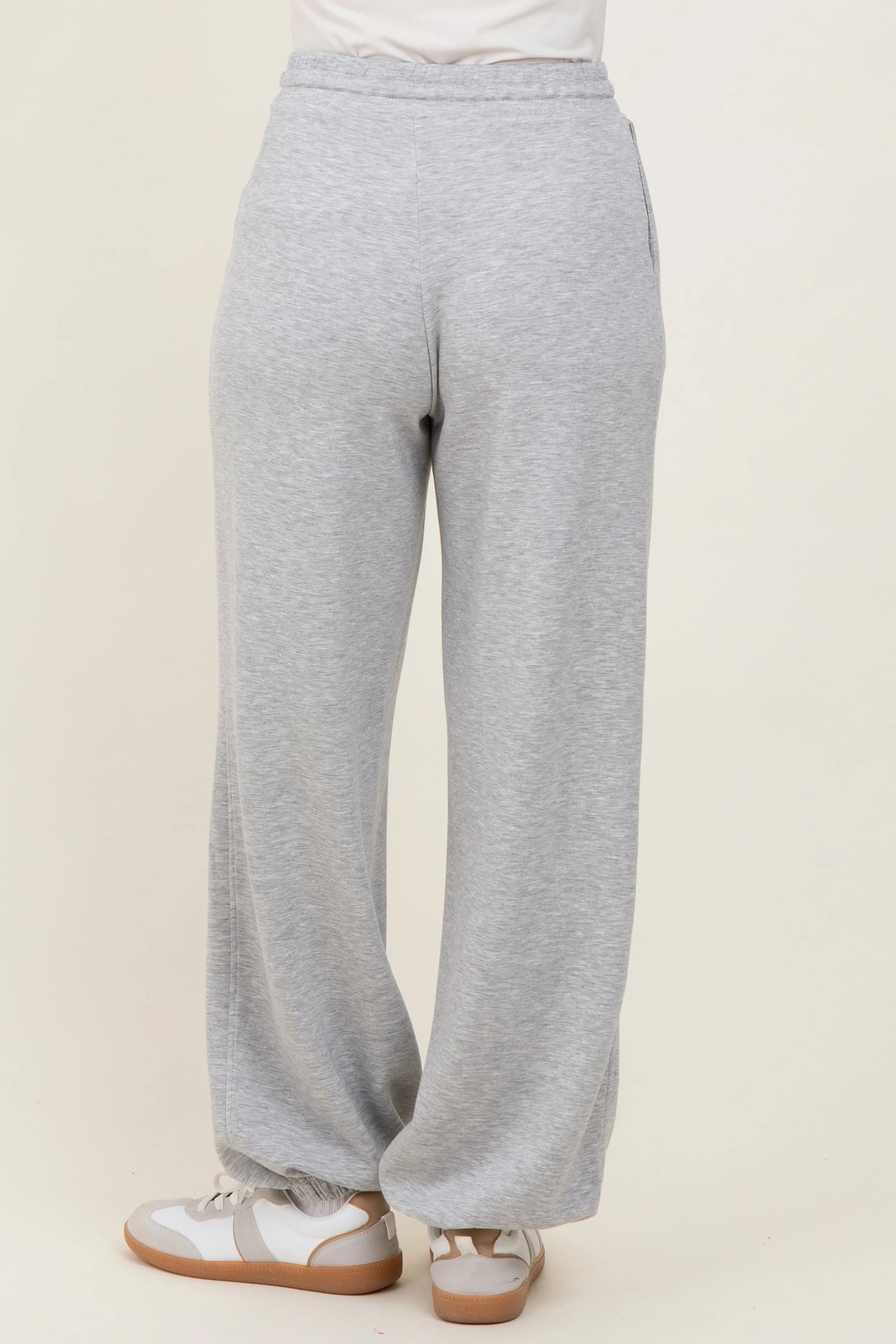 Heather Grey Scuba Drawstring Waist Relaxed Jogger Sweatpants sold by Pinkblush product image thumbnail 5