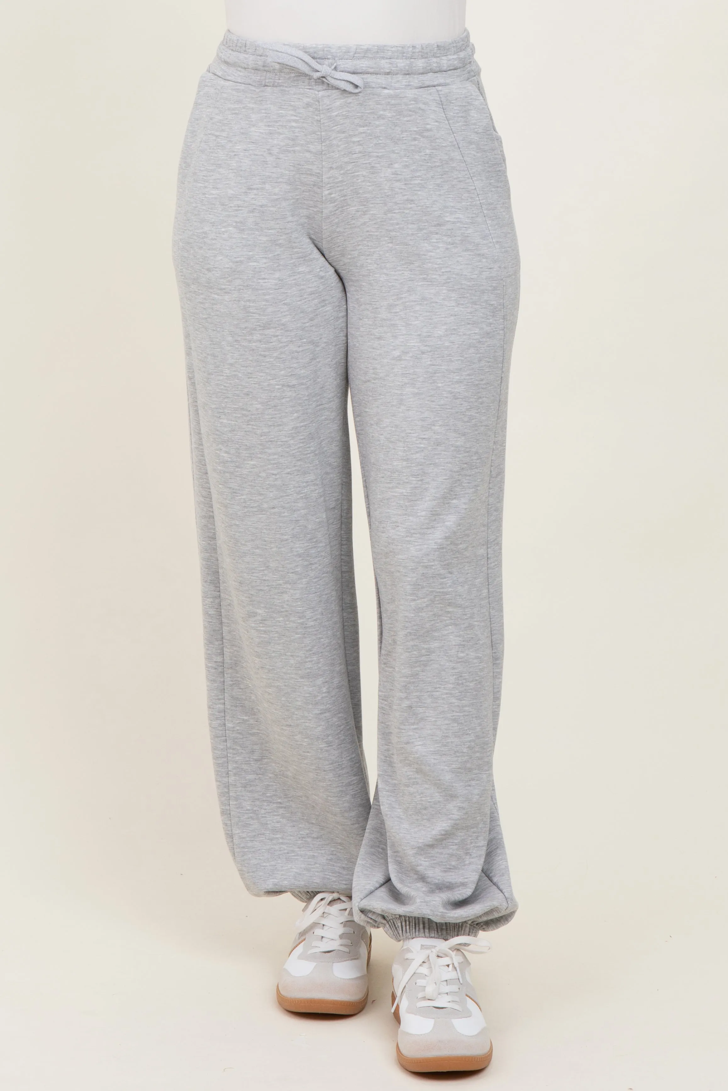 Heather Grey Scuba Drawstring Waist Relaxed Jogger Sweatpants sold by Pinkblush product image thumbnail 3