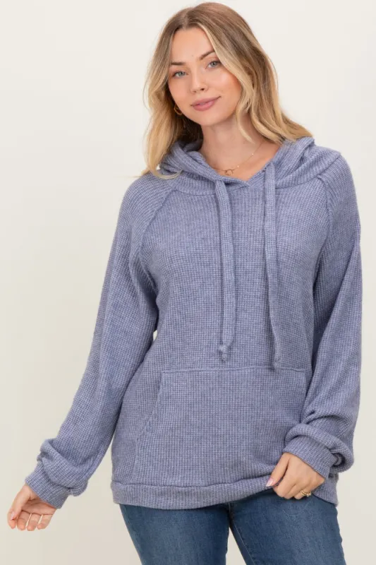 Denim Blue Long Sleeve Solid Hoodie Top sold by Pinkblush