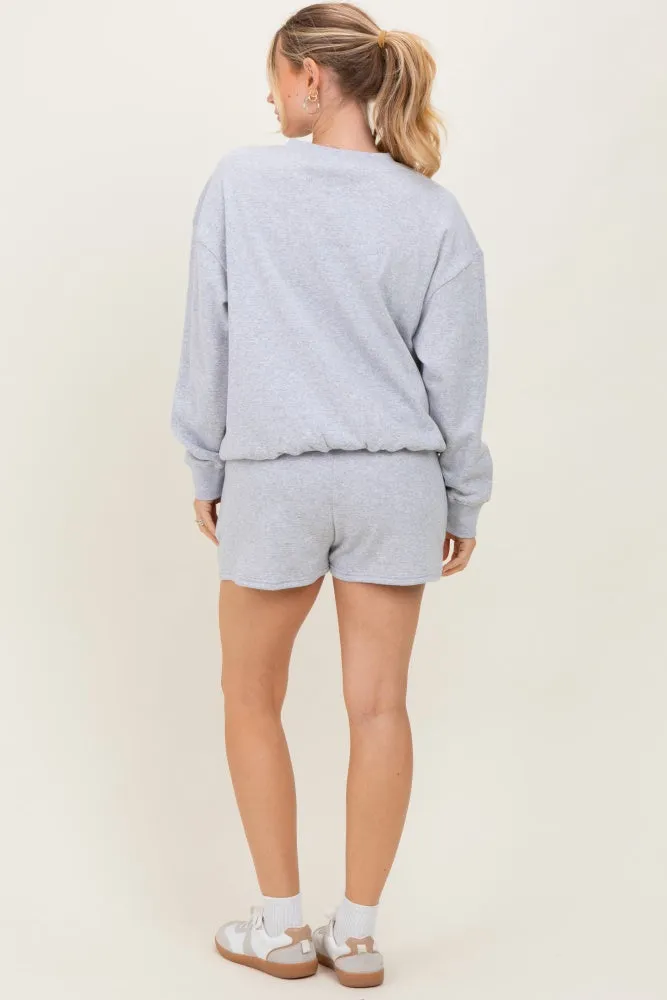 Heather Grey Fleece Sweatshirt Shorts Set sold by Pinkblush product image thumbnail 5