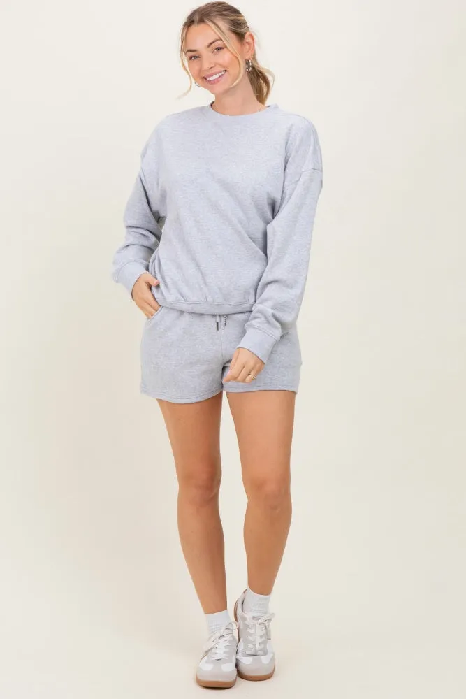 Heather Grey Fleece Sweatshirt Shorts Set sold by Pinkblush product image thumbnail 2
