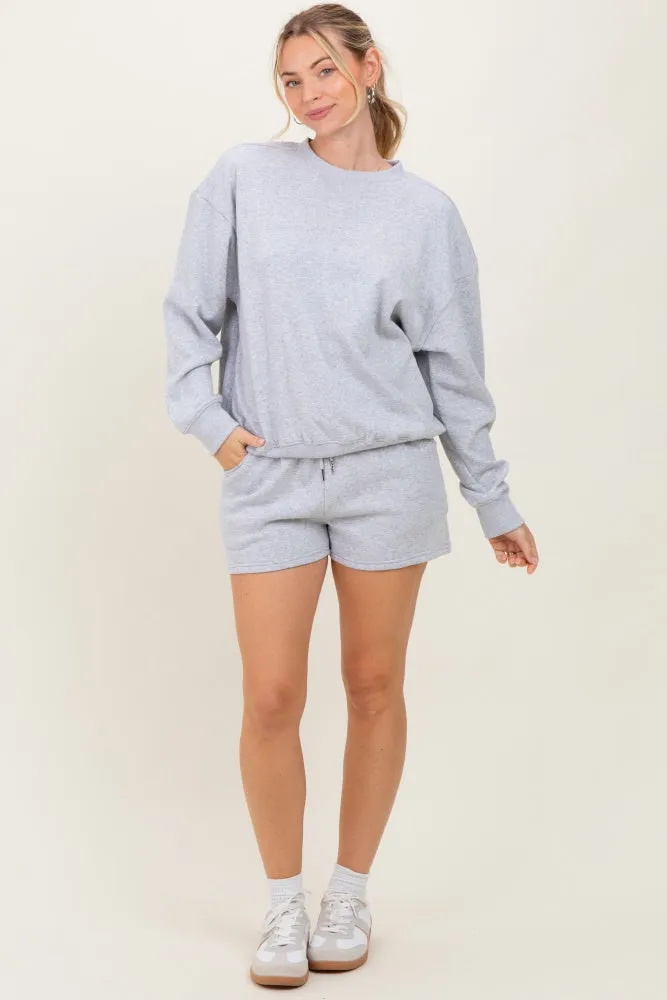 Heather Grey Fleece Sweatshirt Shorts Set sold by Pinkblush product image thumbnail 3