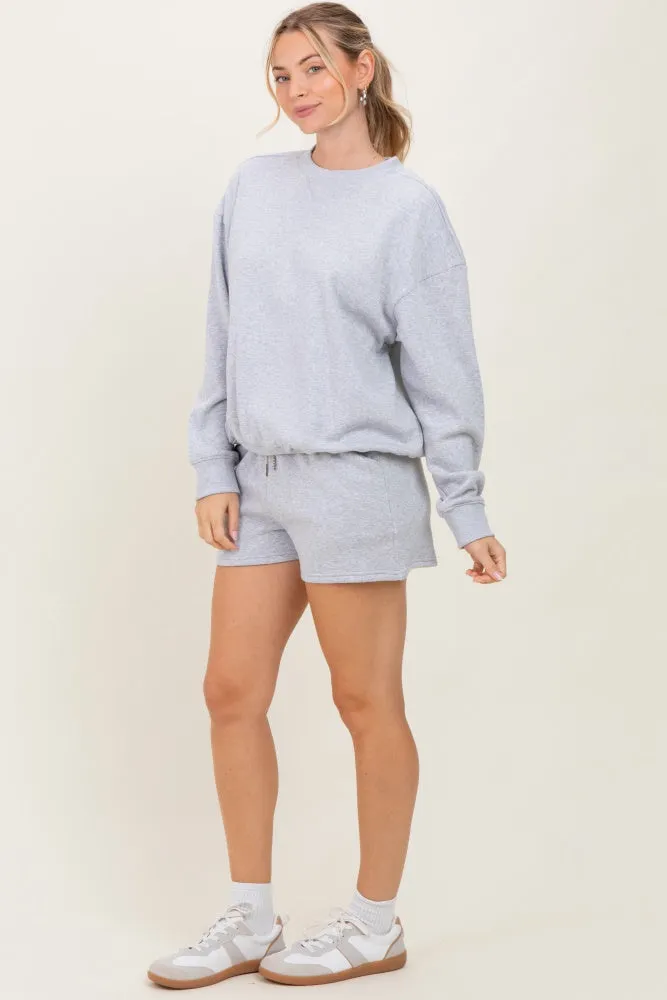 Heather Grey Fleece Sweatshirt Shorts Set sold by Pinkblush product image thumbnail 4