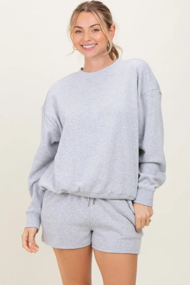 Heather Grey Fleece Sweatshirt Shorts Set sold by Pinkblush