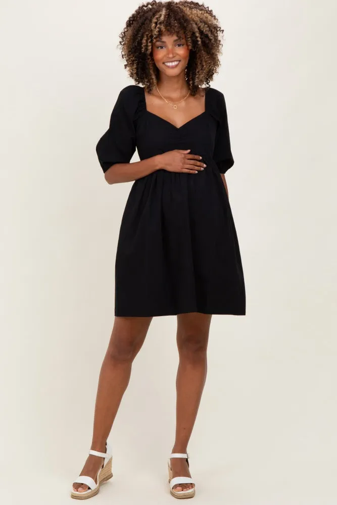 Black Sweetheart Neckline Puff Sleeve Maternity Dress sold by Pinkblush product image thumbnail 2