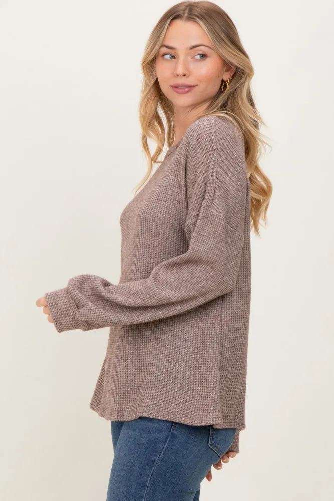 Mocha Puff Sleeve Solid Sweater Top sold by Pinkblush product image thumbnail 3