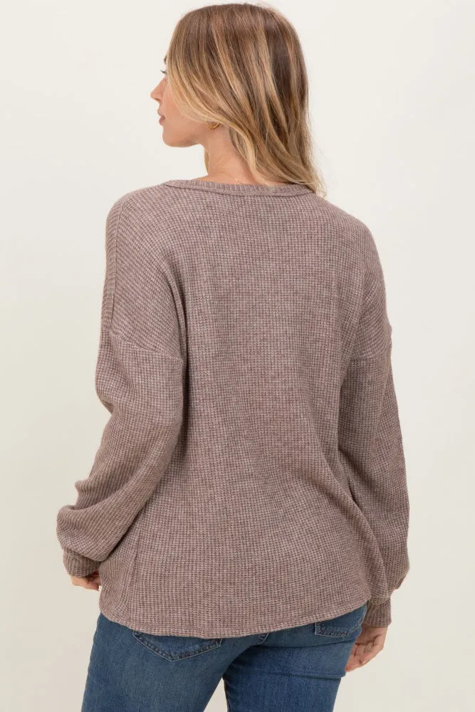 Mocha Puff Sleeve Solid Sweater Top sold by Pinkblush product image thumbnail 4
