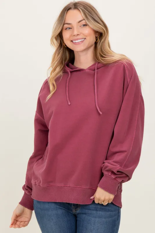 Burgundy French Terry Hooded Sweatshirt sold by Pinkblush