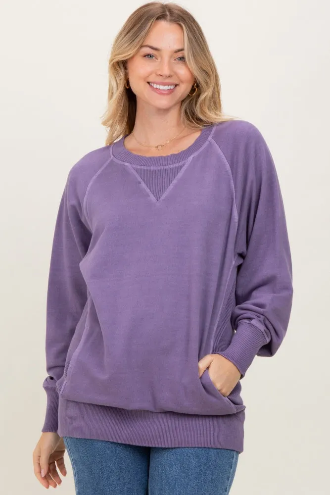 Lavender Vintage Wash French Terry Pullover sold by Pinkblush
